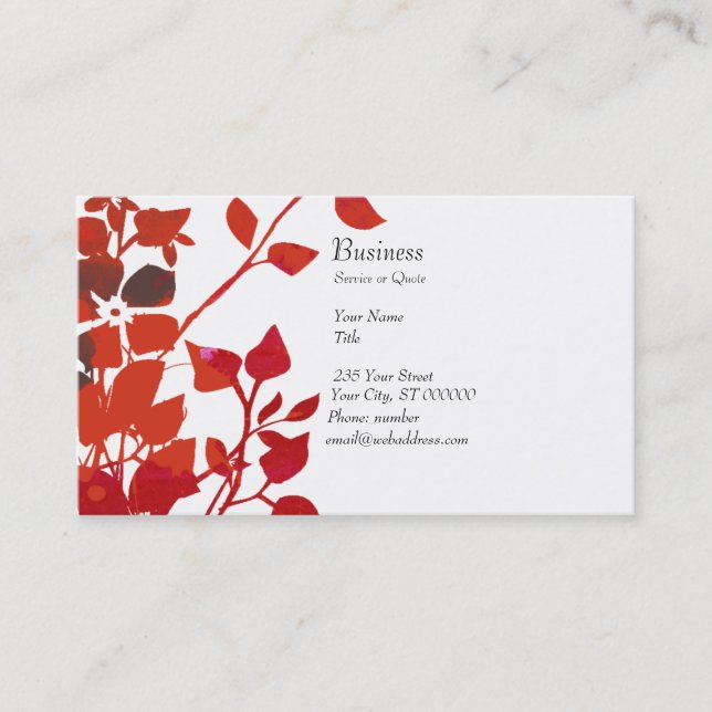 Carte De Visite Aquarelle Florale Fleurs rouges modernes en blanc (Devant)