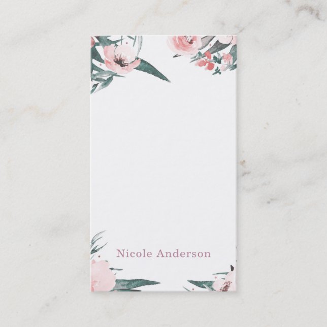 Carte De Visite Aquarelle Florale moderne Minimale Élégant Chic (Devant)