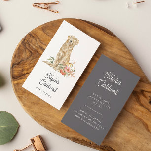 Carte De Visite Aquarelle Florale Pup   Soins aux animaux