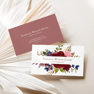 Carte De Visite Aquarelle Florale Rustique Marsala
