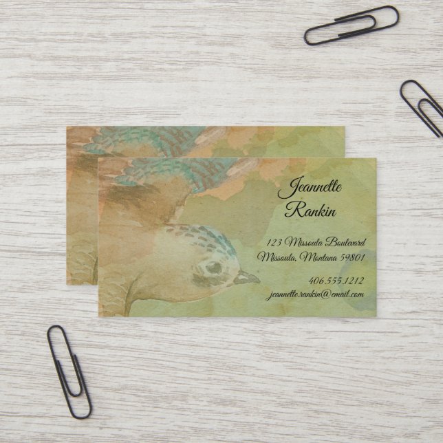 Carte De Visite Aquarelle Flying Bird (Devant/Arrière en situation)