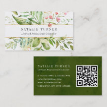 Aquarelle Foliole vert sauvage avec code QR