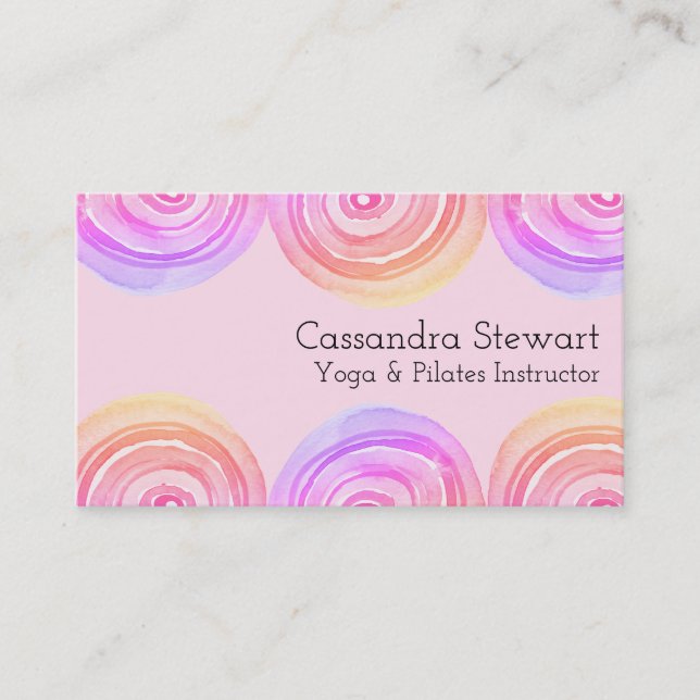 Carte De Visite Aquarelle géométrique Design Arcs roses chauds (Devant)