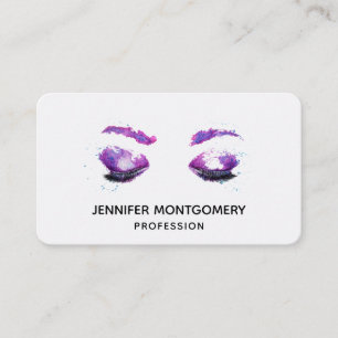 Carte De Visite Aquarelle glamour aux yeux et aux bouillons pourpr