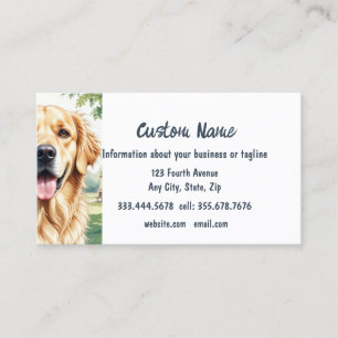 Carte De Visite Aquarelle Golden Retriever Chien Animaux Animaux