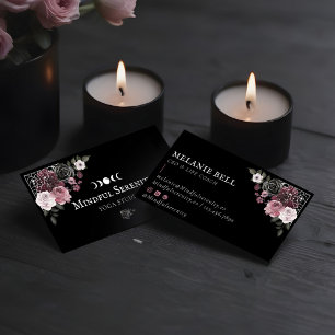 Carte De Visite Aquarelle gothique noire Floral Wellness holistiqu