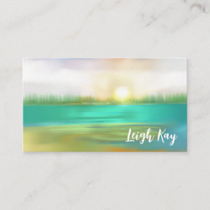 Carte de visite aquarelle gris bleu lac fumée