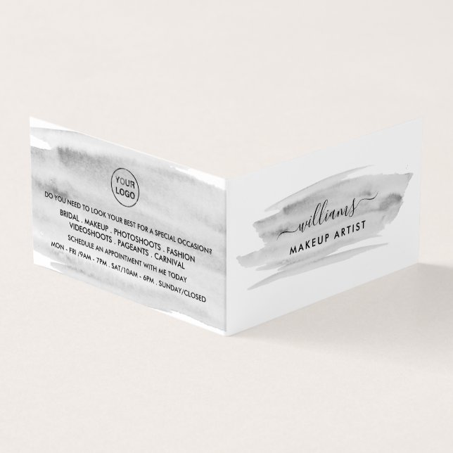 Carte De Visite Aquarelle gris brosse, maquillage, fidélité (Extérieur)