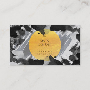 Carte De Visite Aquarelle gris noir Splatter Abstrait moderne