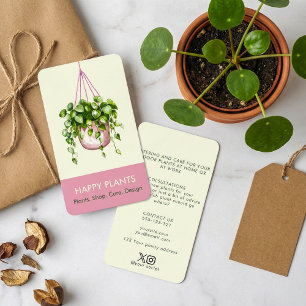 Carte De Visite Aquarelle Hanging Plante rose et crème
