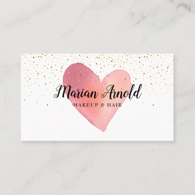 Carte De Visite Aquarelle Heart Gold Sprinkings (Devant)