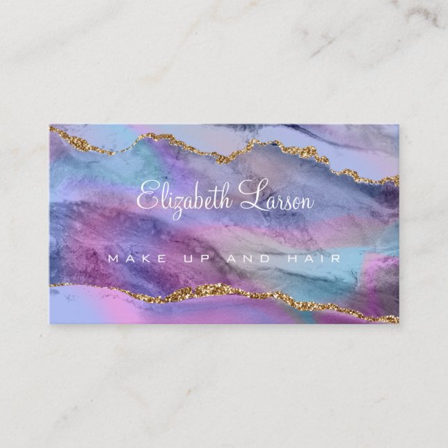 Carte De Visite Aquarelle Iridescente Parties scintillant Agate Ma (Devant)