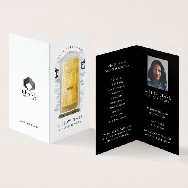 Carte De Visite Aquarelle jaune Porte avant Photo & Services (Intérieur et extérieur)
