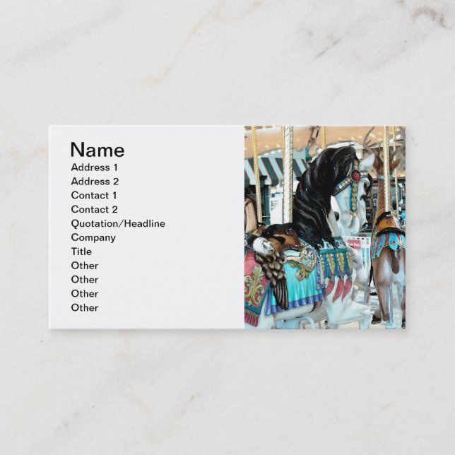 Carte De Visite Aquarelle Joyeux-Go-Round Cheval (Devant)