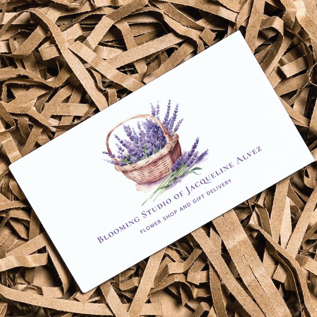 Carte De Visite Aquarelle Lavande fleuriste Élégant (Créateur téléchargé)