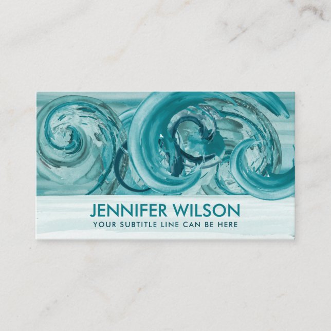 Carte De Visite Aquarelle Laver les vagues de l'océan Abstrait (Devant)