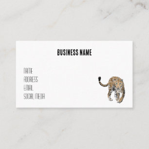 Carte De Visite aquarelle léopard jungle chat peint vert animal