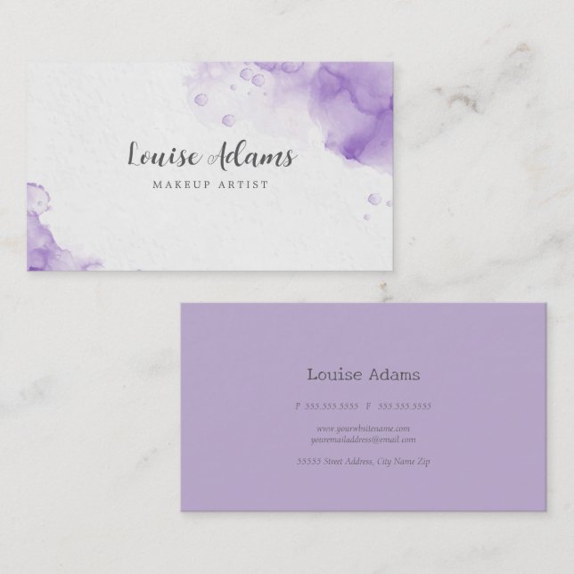 Carte De Visite Aquarelle Lilac (Devant / Derrière)