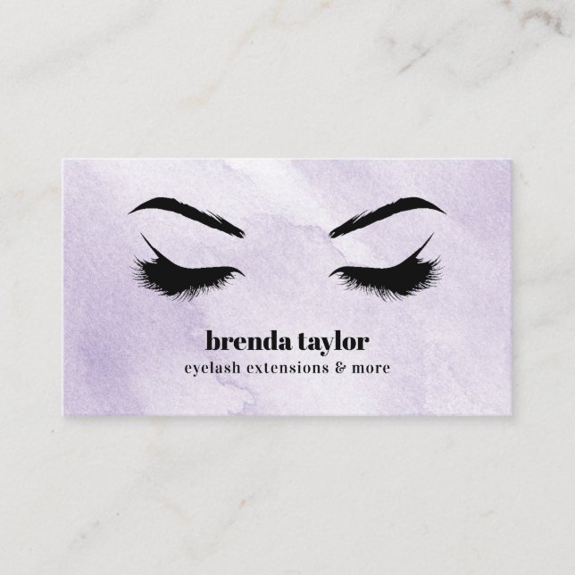 Carte De Visite Aquarelle Lilac Chic Eyelash Browbar professionnel (Devant)