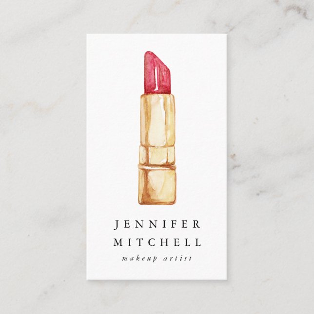 Carte De Visite Aquarelle Lipstick Artiste maquillage de beauté (Devant)