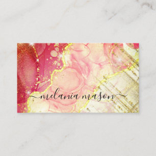 Carte De Visite Aquarelle Liquide Rose Or Moderne Alcool Encre Art