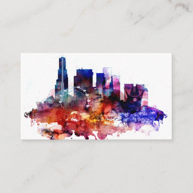 Carte De Visite Aquarelle Los Angeles (Devant)