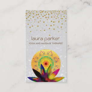 Carte De Visite Aquarelle Lotus Fleur Perle Logo Yoga Guérison