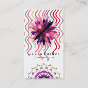 Carte De Visite Aquarelle Lotus Flower Mandala Yoga Spa holistique