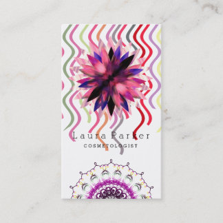 Carte De Visite Aquarelle Lotus Flower Mandala Yoga Spa holistique