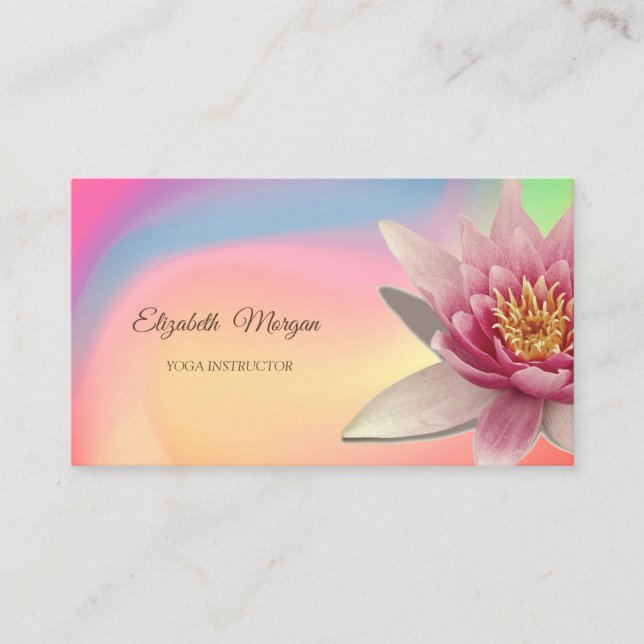 Carte De Visite Aquarelle Lotus, Yoga coloré (Devant)