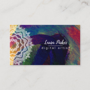 Carte De Visite Aquarelle Mandala Art Abstrait Splatter Stroke