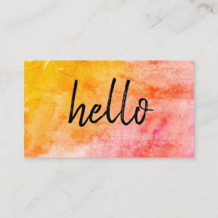 Carte De Visite Aquarelle manuscrite tendance Hello