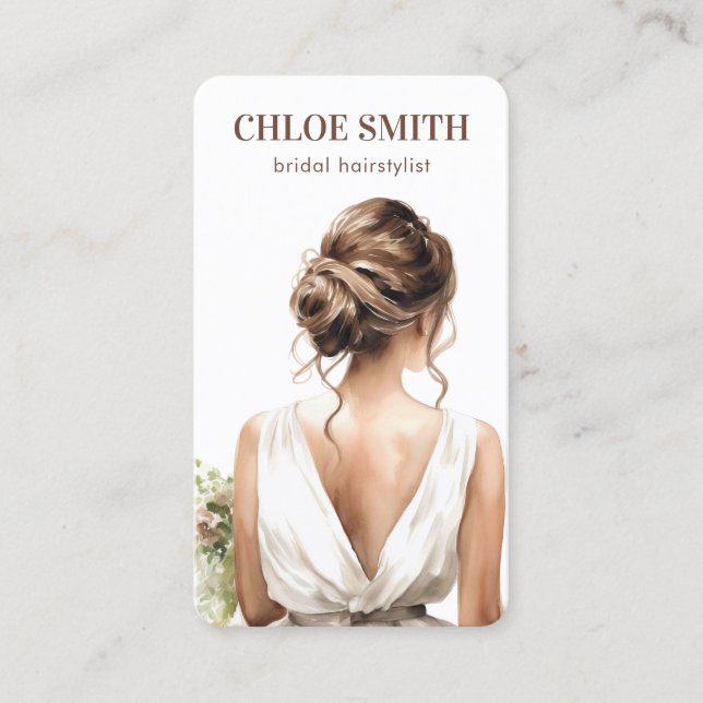 Carte De Visite Aquarelle mariée mariée coiffeuse Mariage Pro (Devant)