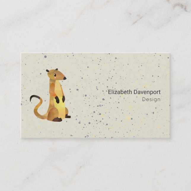 Carte De Visite Aquarelle Meerkat sur un professionnel beige (Devant)