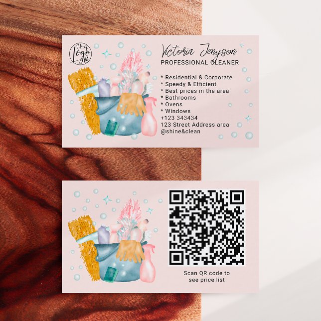 Carte De Visite Aquarelle ménage ménage ménage ménage ménage servi (Créateur téléchargé)