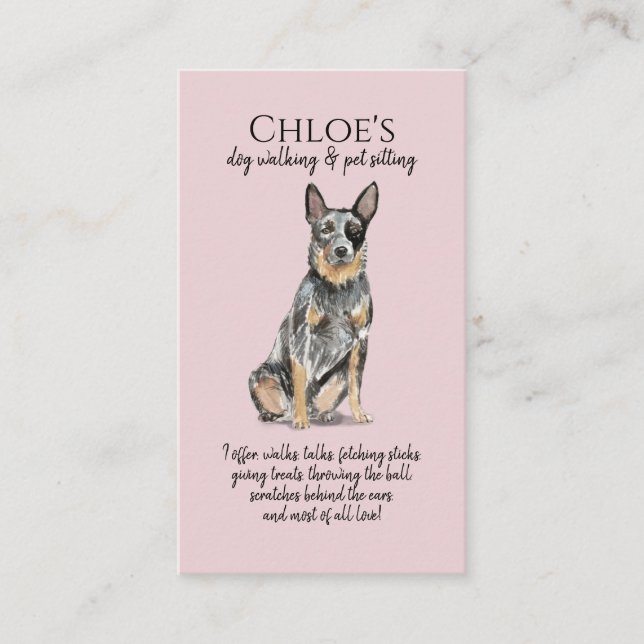 Carte De Visite Aquarelle mignonne Animaux de compagnie Sitter Chi (Devant)