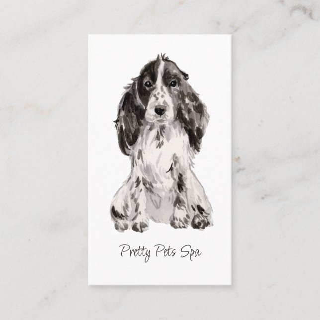 Carte De Visite Aquarelle mignonne Chien Visage Animal Groomer Chi (Devant)