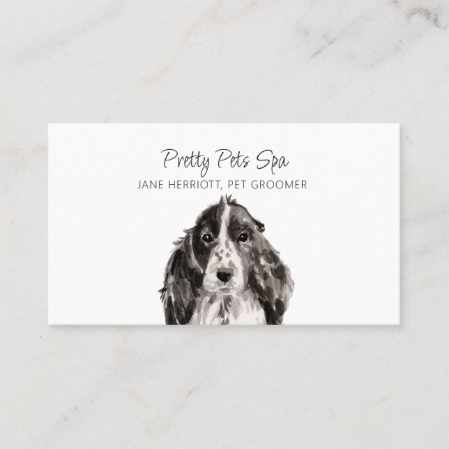 Carte De Visite Aquarelle mignonne Chien Visage Animal Groomer Chi (Devant)