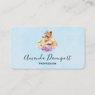 Carte De Visite Aquarelle mignonne Mère Lion & Cub
