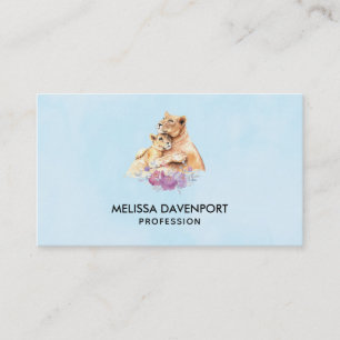 Carte De Visite Aquarelle mignonne Mère Lion & Cub