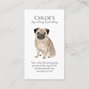 Carte De Visite Aquarelle mignonne Pet Sitter Chien Walker