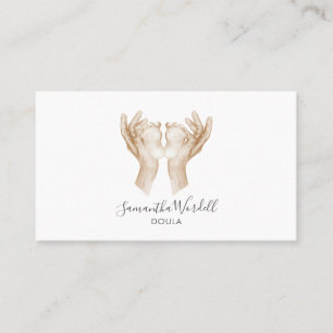 Carte De Visite Aquarelle mignonne Pieds bébé Naissance Doula ou s