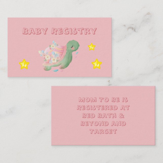 Carte De Visite Aquarelle mignonne Registre des bébés tortues de m (Devant / Derrière)