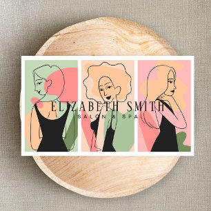 Carte De Visite Aquarelle minimale Femmes Photo Salon & Spa Rose