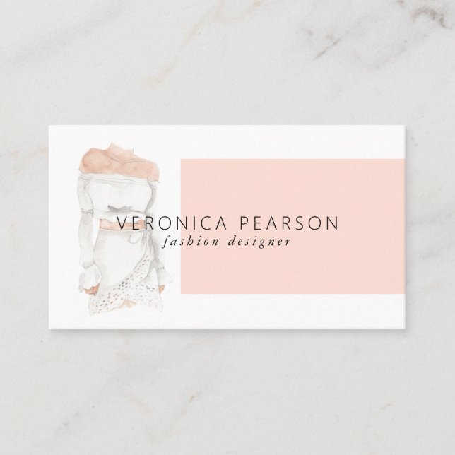 Carte De Visite Aquarelle Mode Design Illustration Entreprise (Devant)