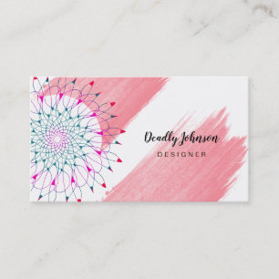 Carte De Visite Aquarelle moderne Abstrait élégant rose jaune