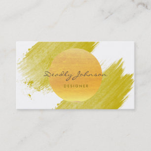 Carte De Visite Aquarelle moderne Abstrait Élégant Vert Jaune