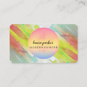 Carte De Visite Aquarelle Moderne Abstraite Peinture Artiste Girly