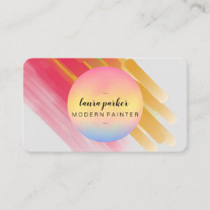 Carte De Visite Aquarelle Moderne Abstraite Peinture Artiste Girly