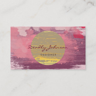 Carte De Visite Aquarelle moderne Abstraite Peinture rose jaune